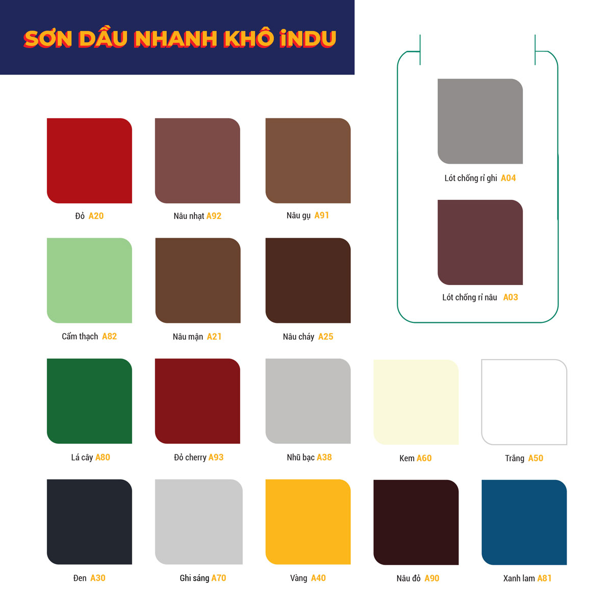 #1 Cửa hàng bán Sơn dầu nhanh khô iNDU Bình Dương | Thành phần: là sự tổng hợp của Alkyd Resin cao cấp với chất màu bền đẹp, cho màu sắc tinh tế và sang trọng.