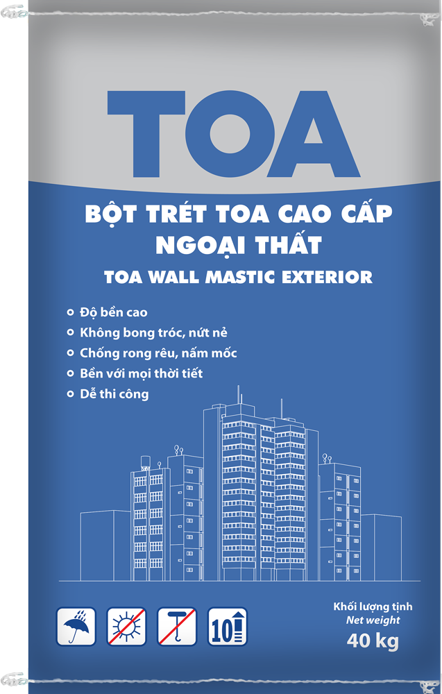 Sản phẩm chính hãng 100%: Đảm bảo nguồn gốc rõ ràng, đạt tiêu chuẩn chất lượng từ TOA. Đại lý Bột trét TOA Cao cấp Ngoại Thất Bình Dương #1