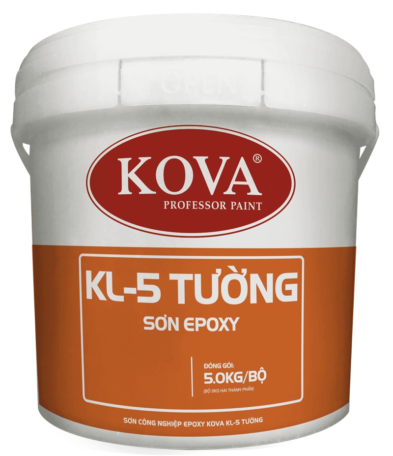 Sơn công nghiệp EPOXY KOVA KL-5 tường Bình Dương #1 Bền với hóa chất nhẹ, chống thấm, chịu áp lực ngược nhẹ. Chịu mài mòn, dễ lau chùi.