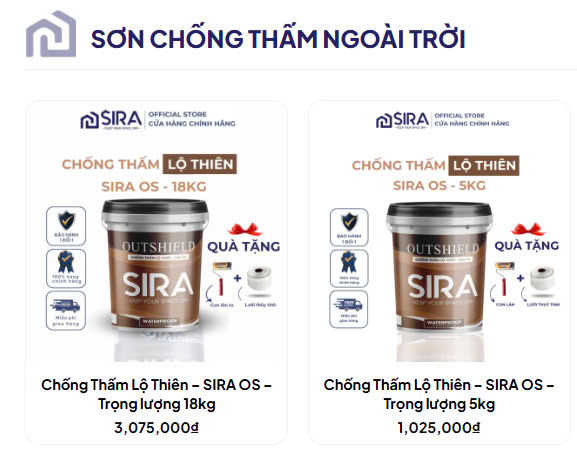 Màu sắc: Ghi, trắng, có thể pha màu khác theo yêu cầu #1 Chống Thấm Lộ Thiên SIRA OS chính hãng Bình Dương