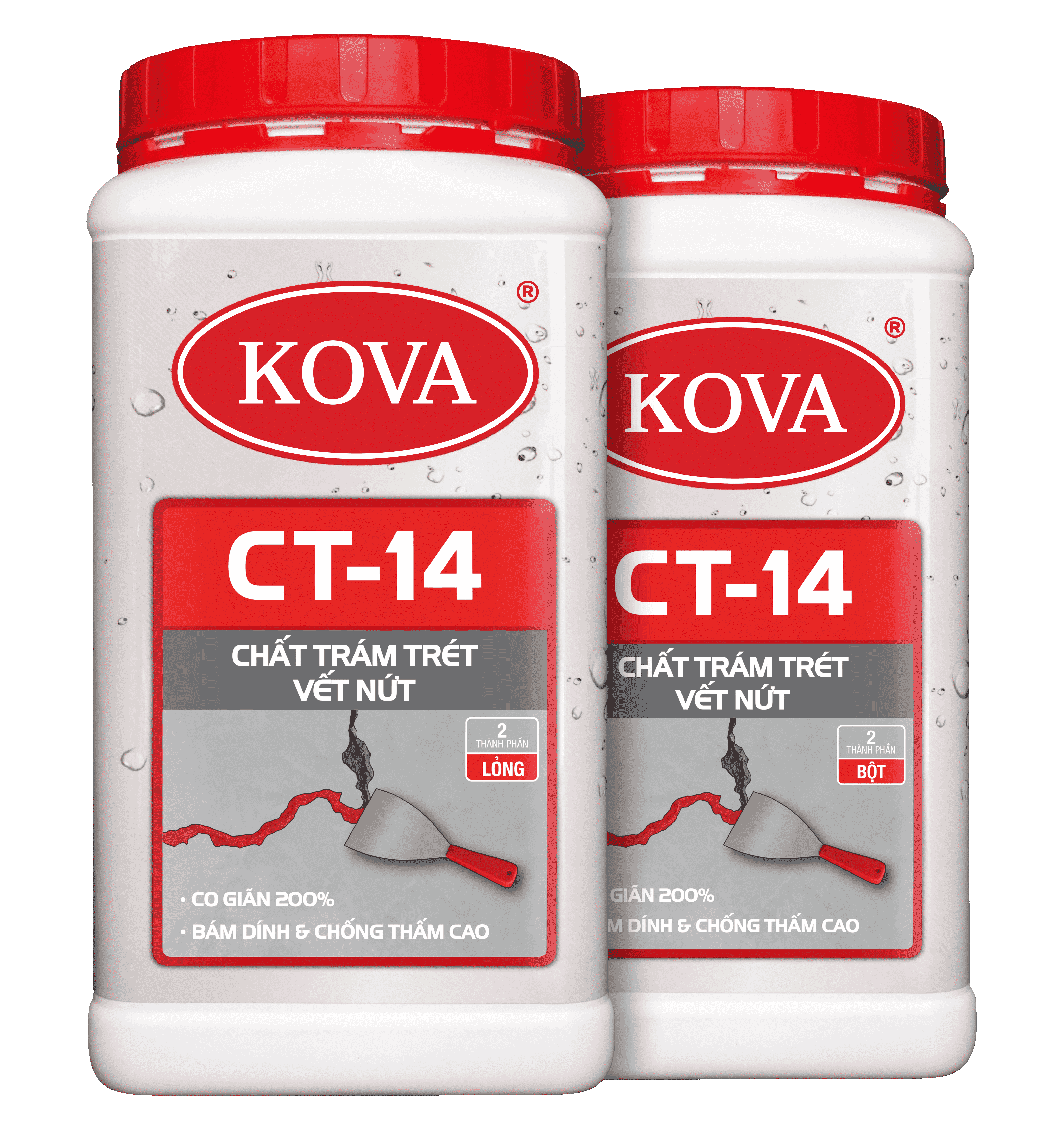 #1 Phân phối chất chống thấm co giãn KOVA CT-14 Bình Dương trám trét xử lý các vết nứt phi kết cấu trên bề mặt xi măng, bê tông, góc chân tường và khe co giãn.