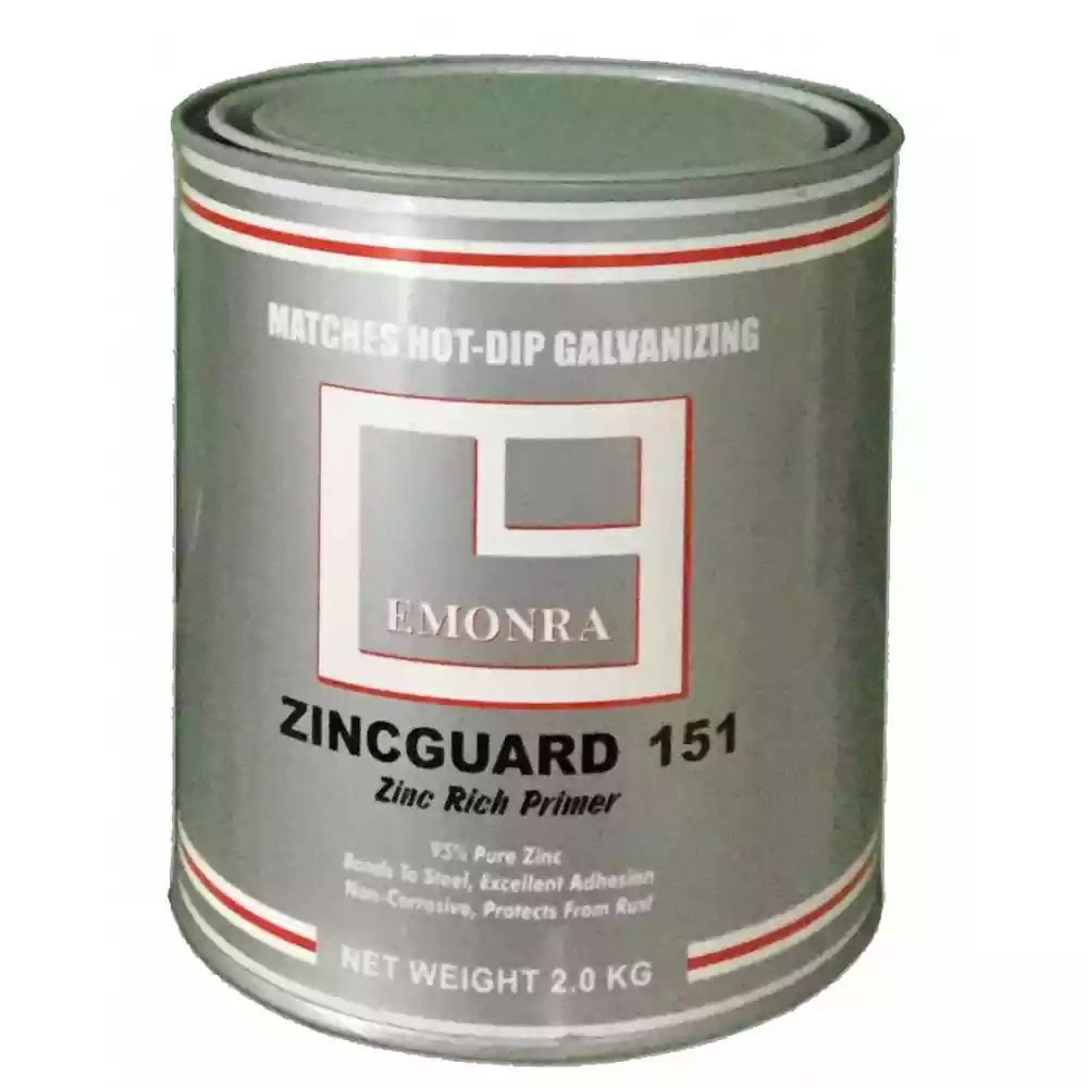 #1 Sơn mạ kẽm lạnh Emonra Zinc Guard 151 Bình Dương Chống ăn mòn điện hóa trong việc hàn cắt kim loại, bù kẽm, sửa chữa lớp mạ kẽm. Đóng gói:Thùng 6 lon 12kg