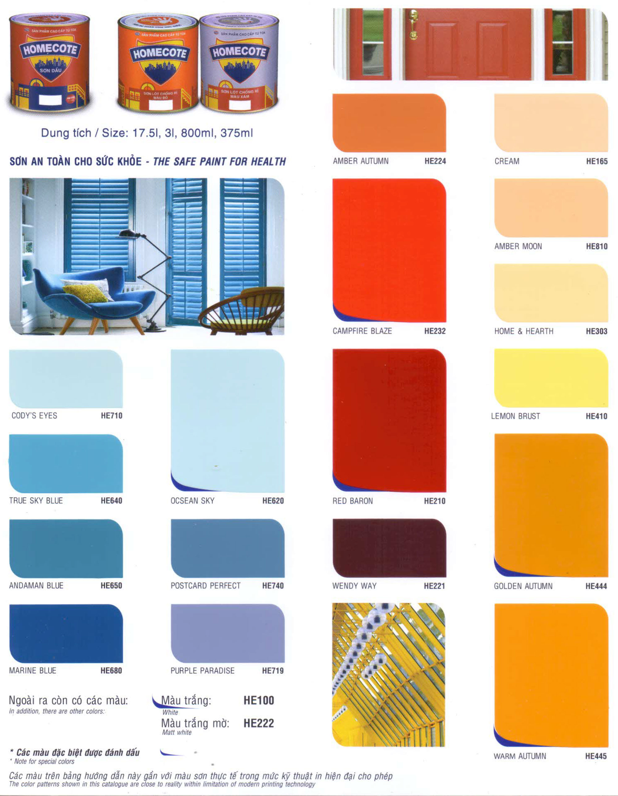 BẢNG MÀU SƠN DẦU TOA HOMECOTE