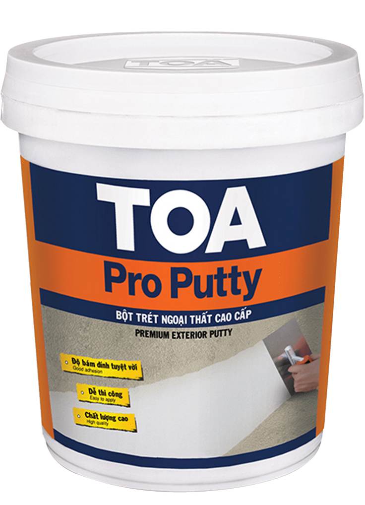 Bột trét nội ngoại thất Toa Pro Putty⭐️Bình Dương⭐️  là loại bột trét tường (bột bả) ngoại thất cao cấp có bề mặt phẳng mịn hoàn hảo, che khuyết điểm trên các bê tông hiệu quả