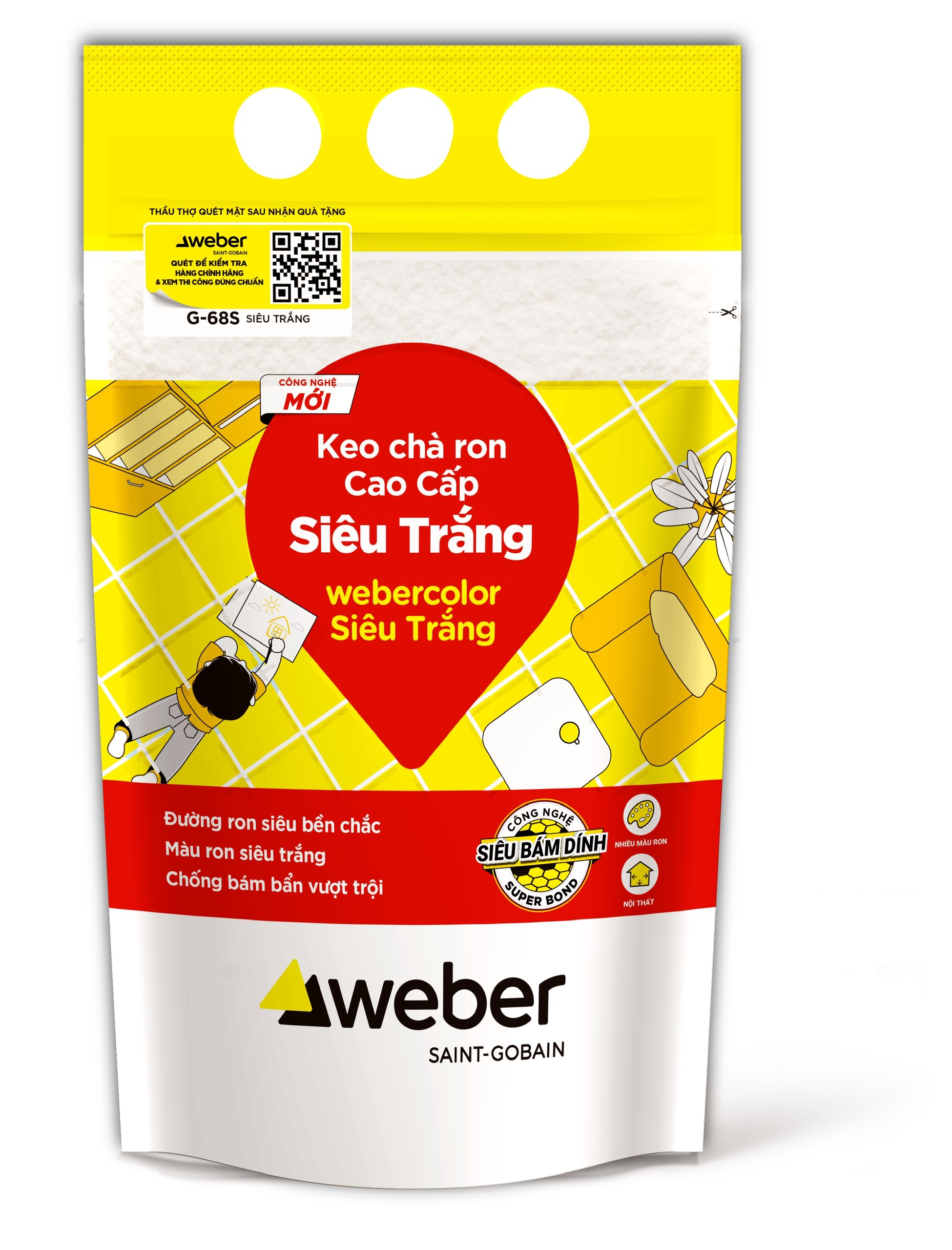 Đại lý Keo (vữa) chà ron cao cấp Siêu Trắng⭐️webercolor Siêu Trắng⭐️