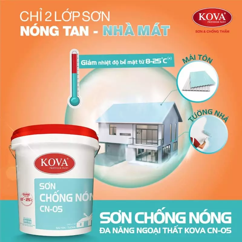 Phân phối Sơn chống nóng Kova CN-05 Bình Dương #1 không ngừng hoàn thiện mình để mang đến cho khách hàng những sản phẩm Sơn Kova chính hãng chất lượng tốt nhất