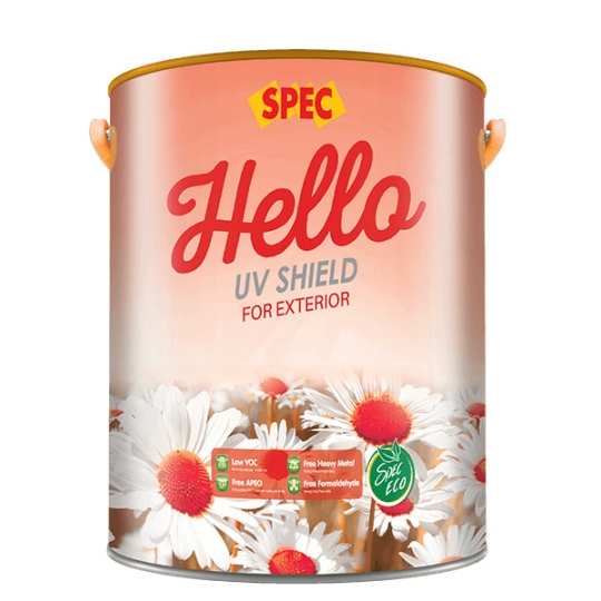 SPEC HELLO UV SHIELD FOR EXTERIOR SƠN NGOẠI THẤT CAO CẤP CHỐNG BÁM BẨN, CÔNG NGHỆ CHỐNG PHAI MÀU